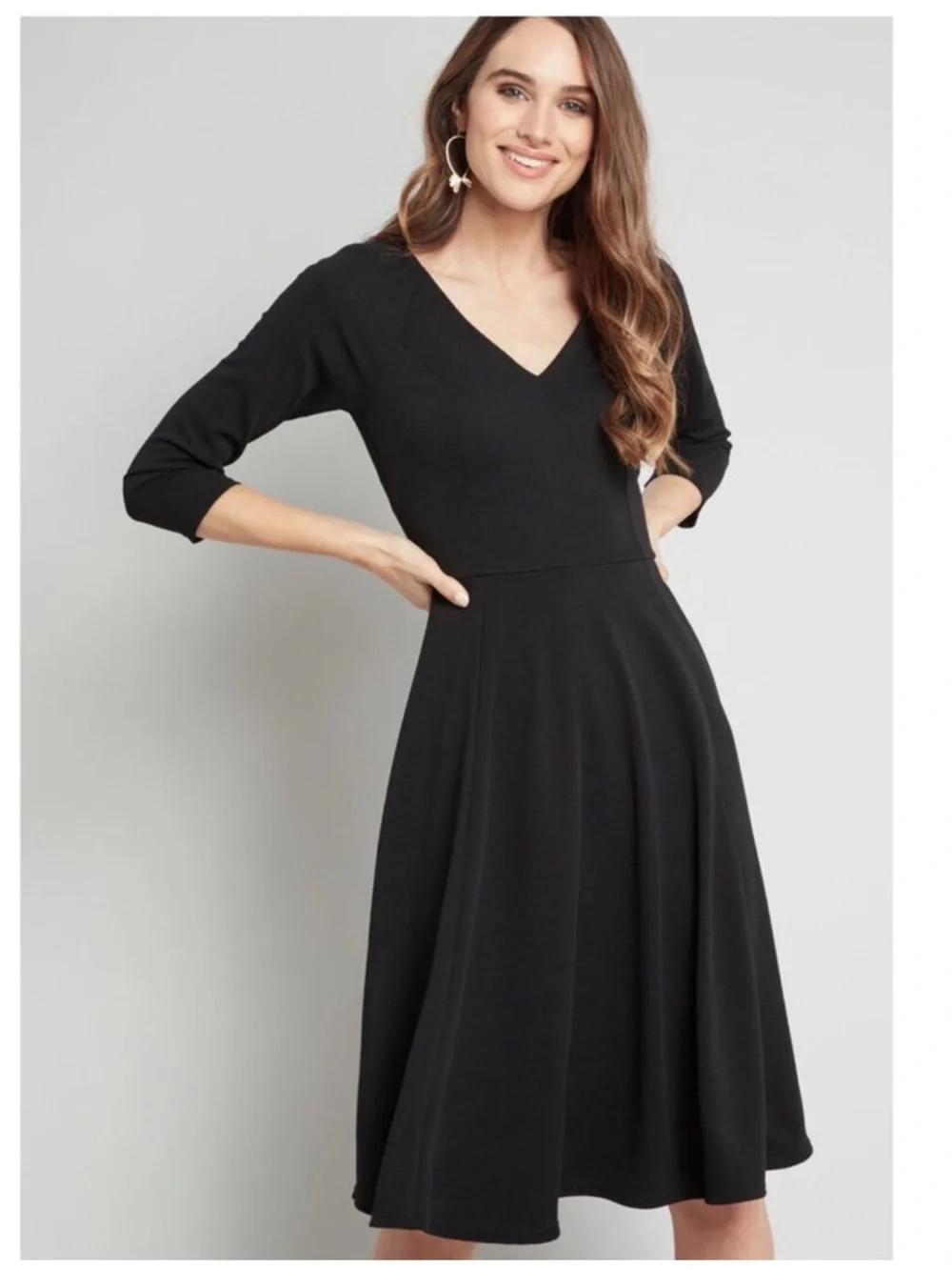 a line flared dress with sleeves Split Sleeve Maxi – Ashley Stewart Color:Dark Emerald fs 90s Milkmaid Dress Floral Choose from a wide